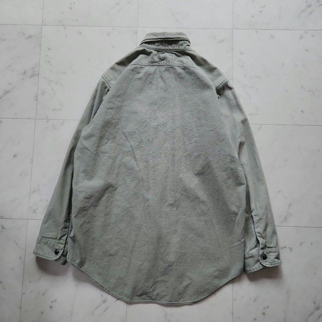 マディソンブルー ハンプトンバックサテン 長袖シャツ カーキ ゆったりめ