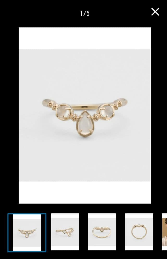 2月末まで値下 agete カリアティード リング ムーンストーン アガット