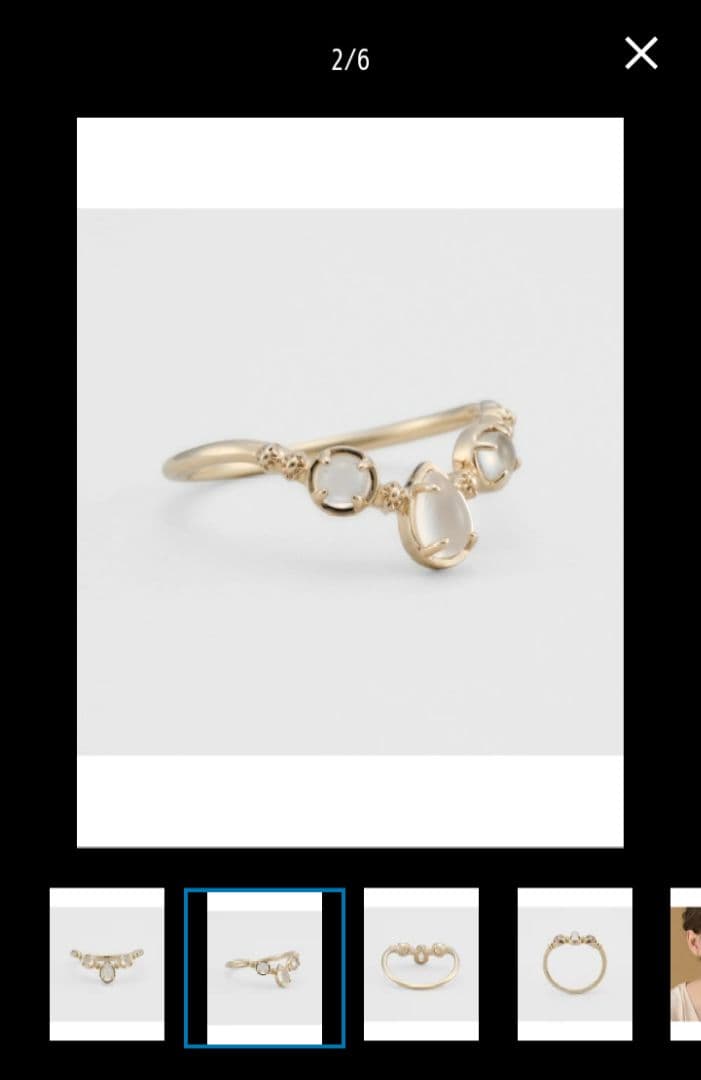 2月末まで値下 agete カリアティード リング ムーンストーン アガット