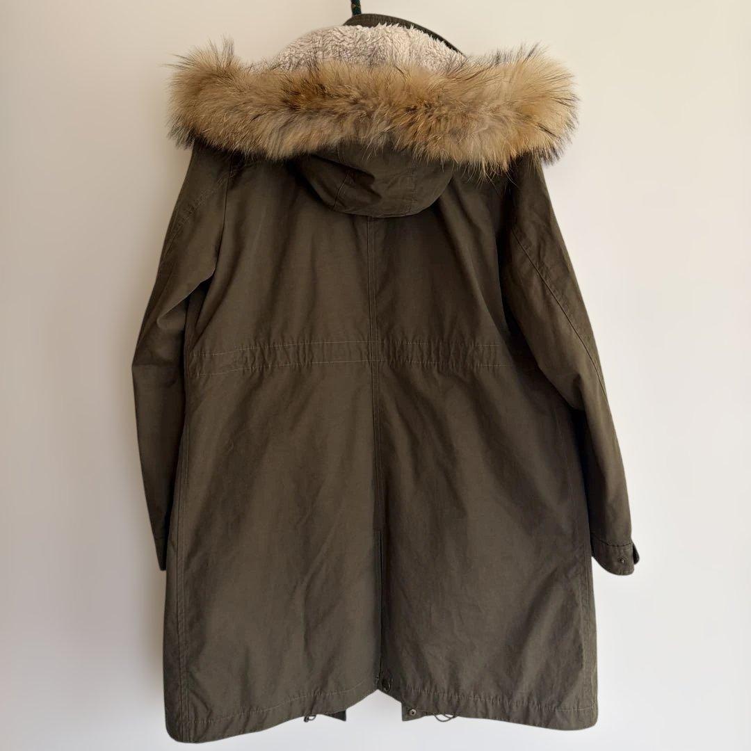 INDIVI ラクーンファー ミリタリーコート 4WAY モッズコート 40