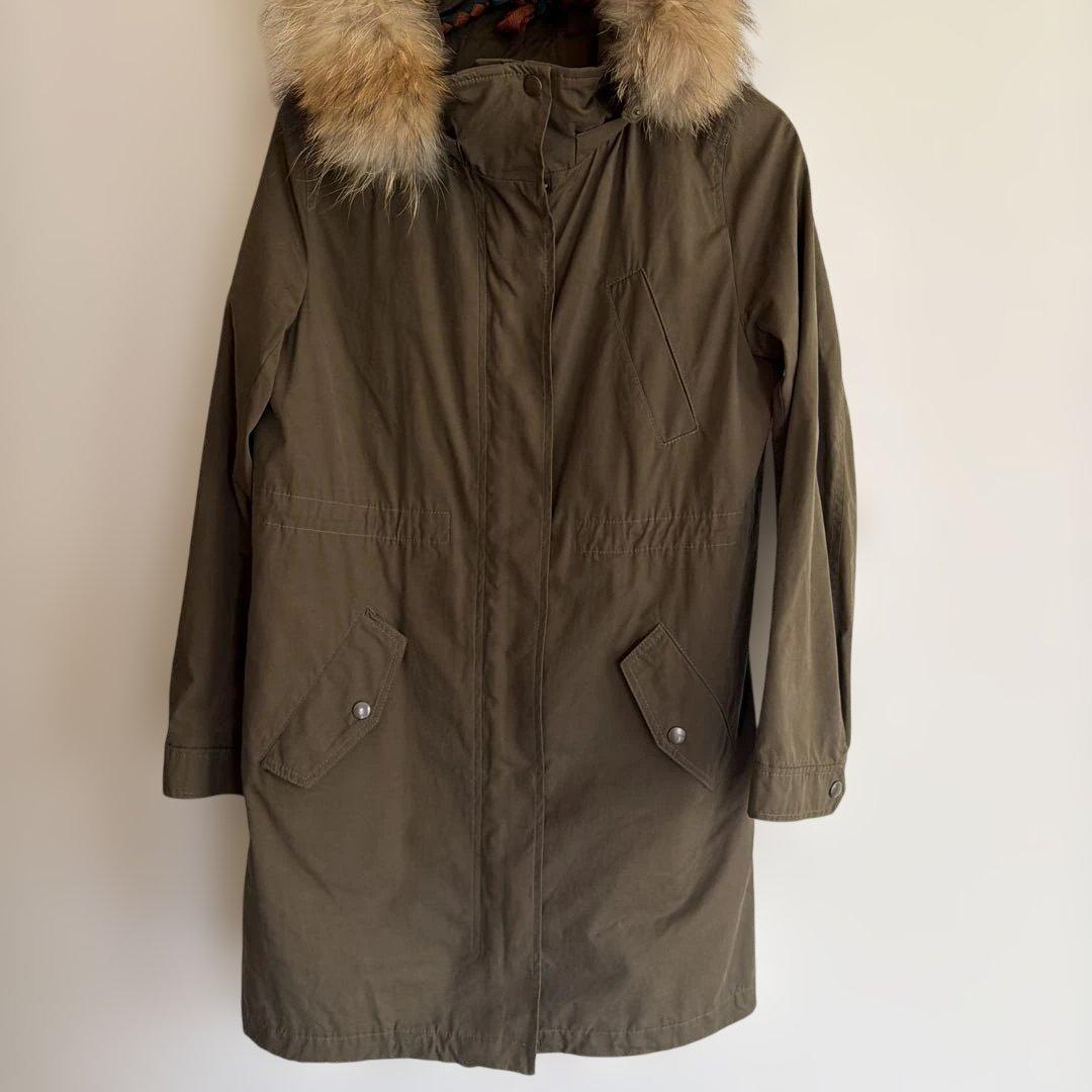 INDIVI ラクーンファー ミリタリーコート 4WAY モッズコート 40