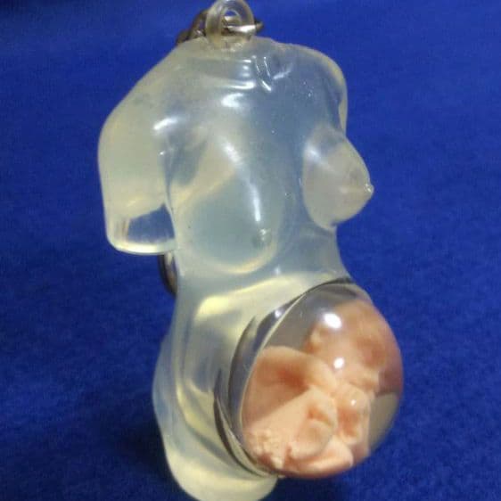 77 極美品 未使用 レア 90s 妊婦 胎児 スケルトン クリア キーホルダー