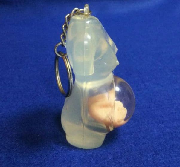 77 極美品 未使用 レア 90s 妊婦 胎児 スケルトン クリア キーホルダー