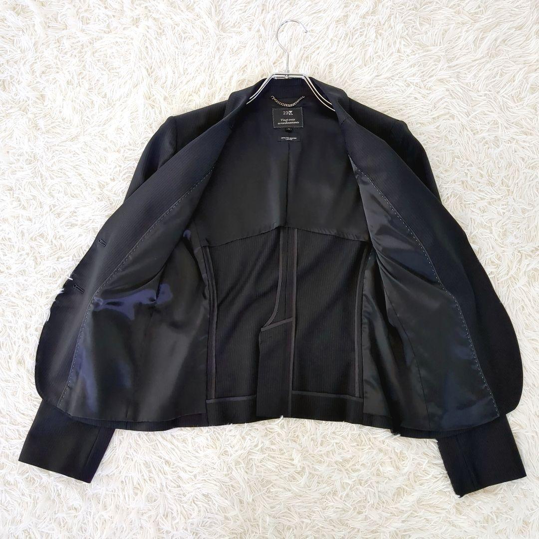 極美品✨️23区 レディースセットアップスーツ3点セット パンツ　ストライプ　黒