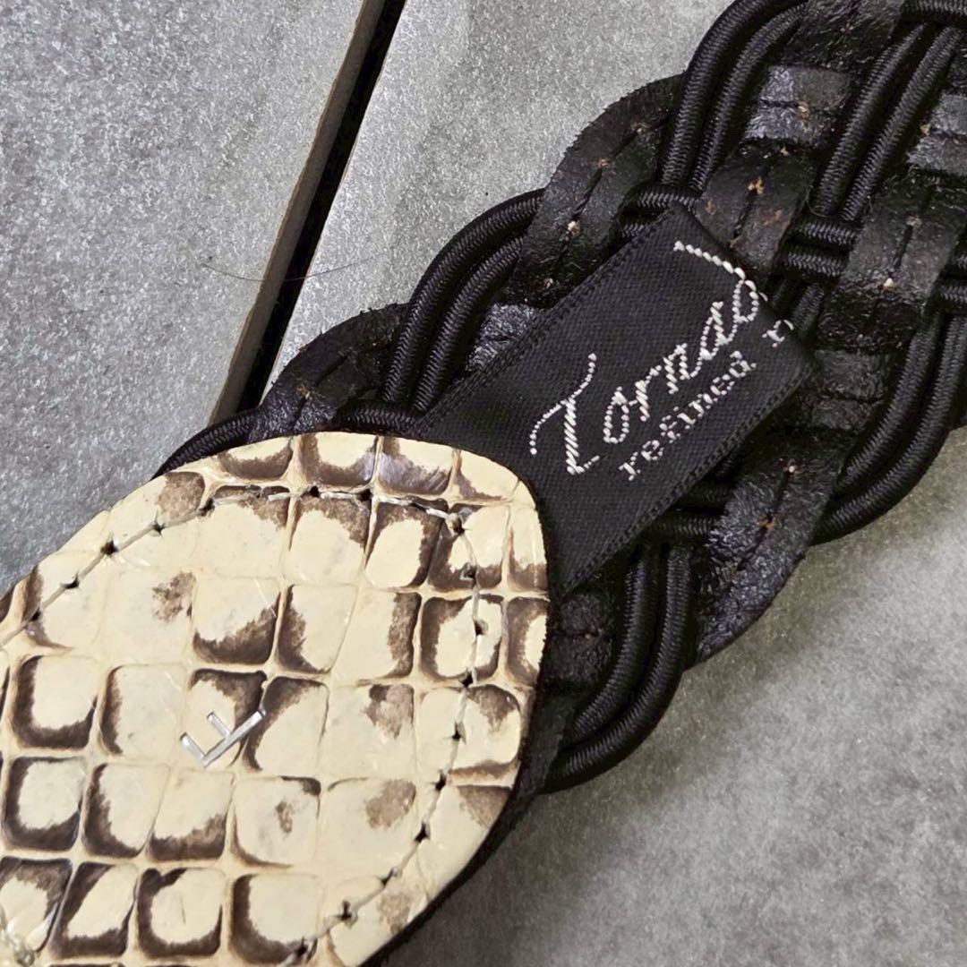 希少 美品 TORNADO MART パイソン 編み込み レザー ベルト