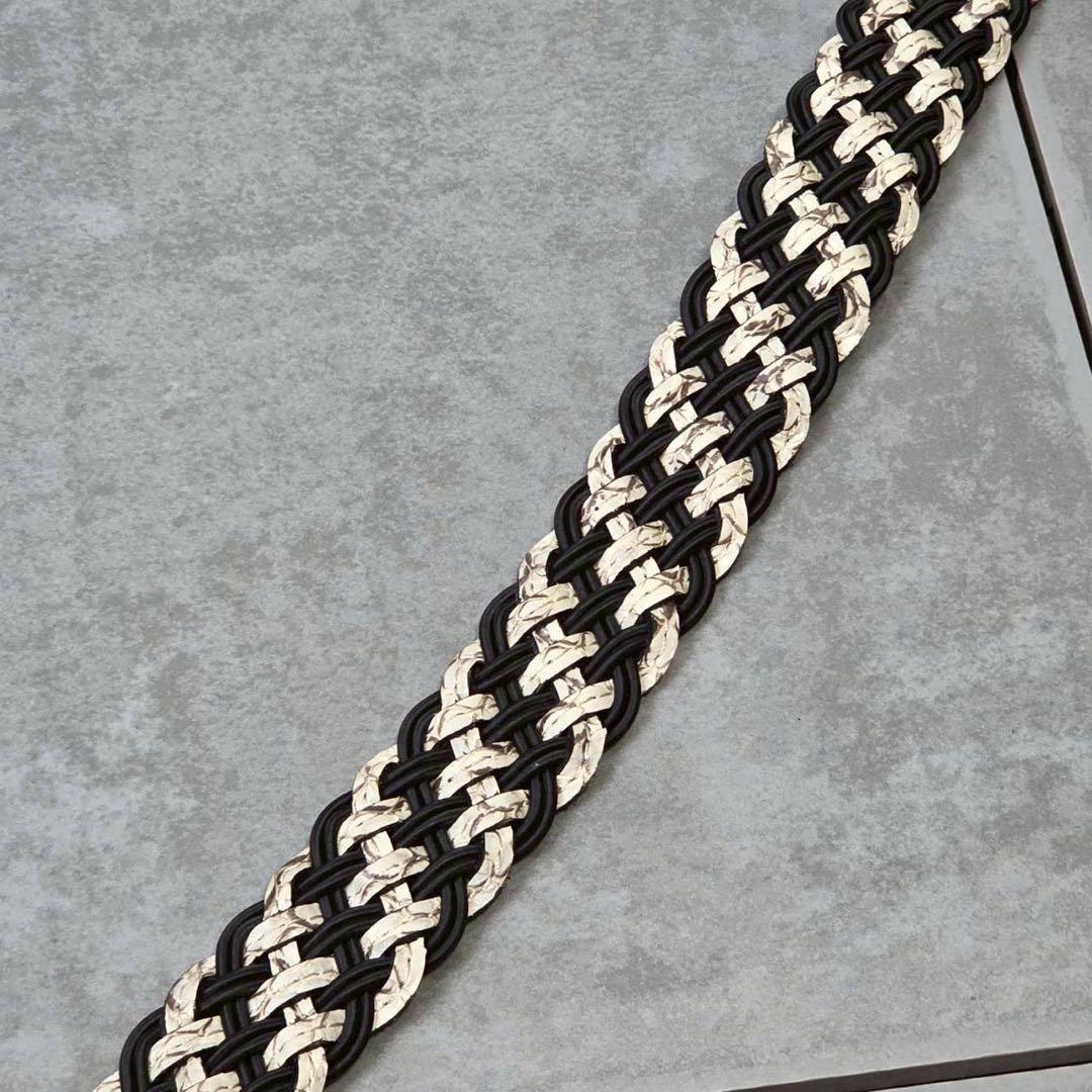 希少 美品 TORNADO MART パイソン 編み込み レザー ベルト