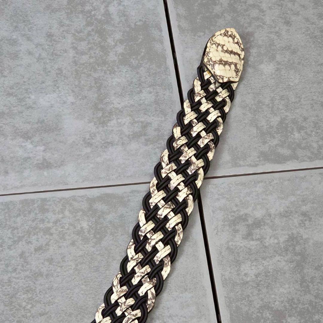 希少 美品 TORNADO MART パイソン 編み込み レザー ベルト