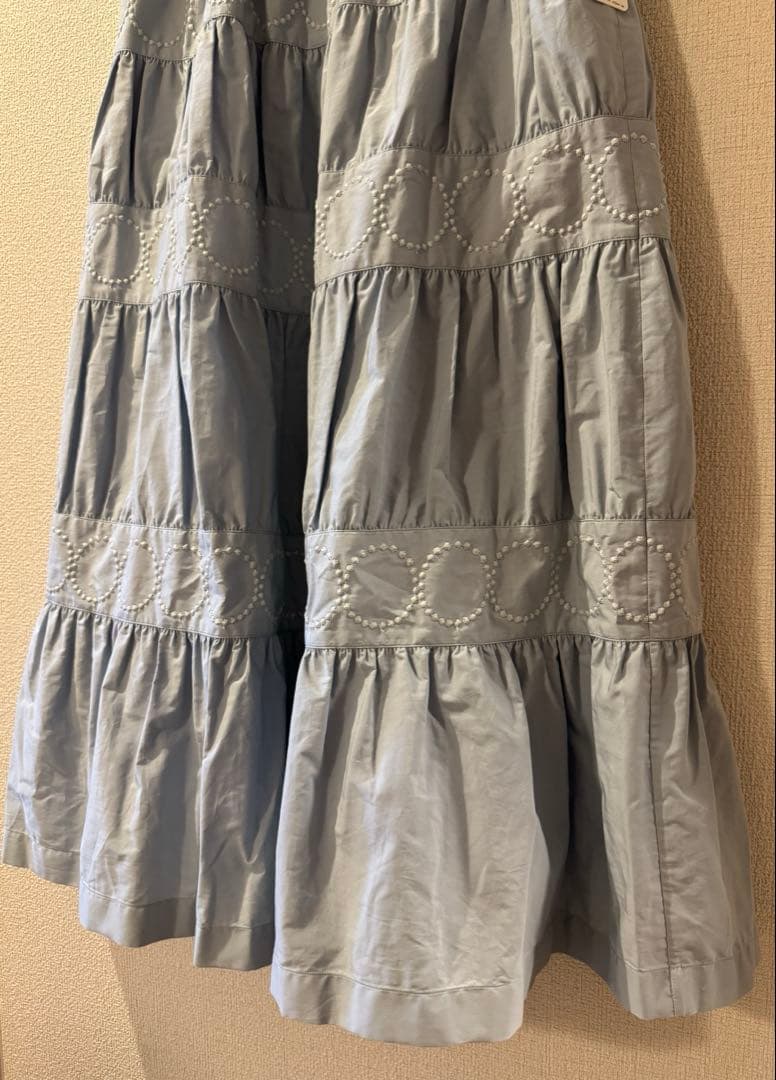 ミナペルホネン tambourine ティアードスカート lightblue