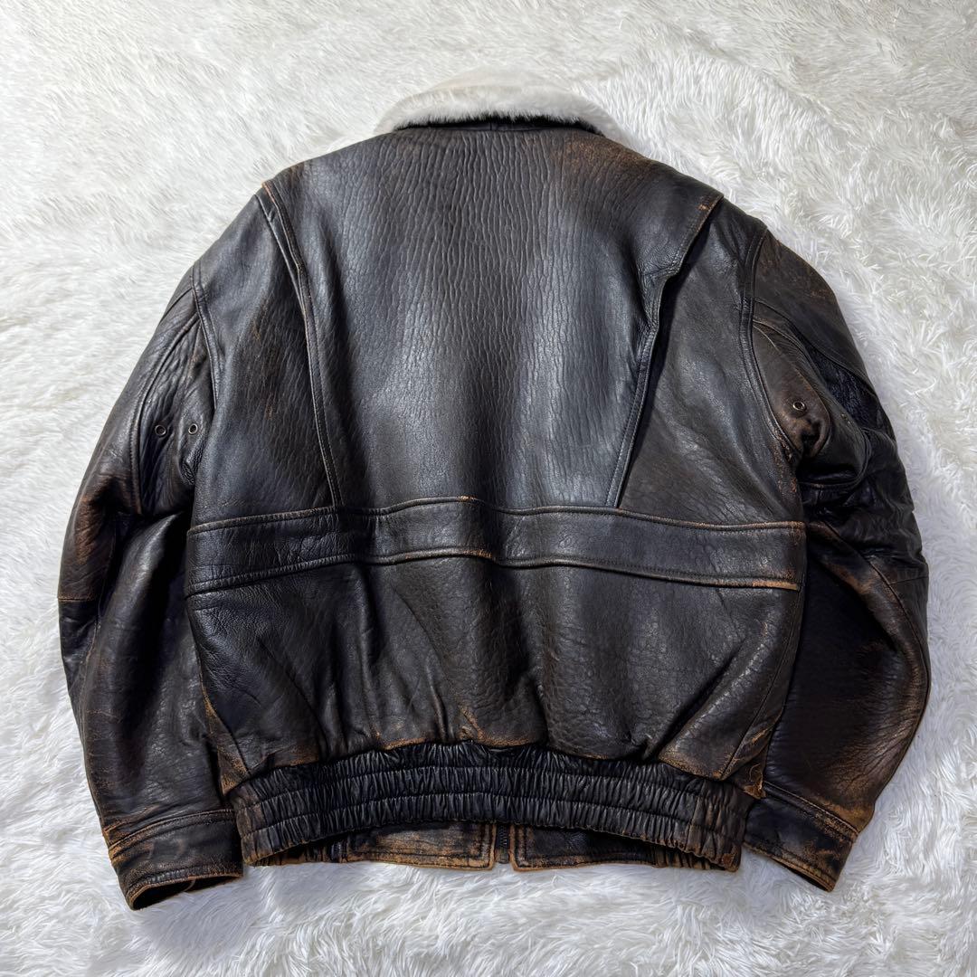 90s vintage G-1 フライトレザージャケット L 襟ボア・中綿入り！