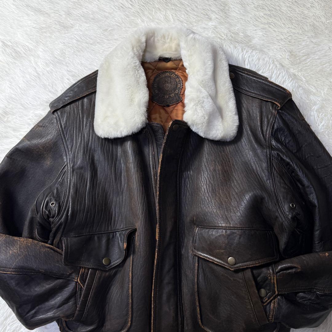 90s vintage G-1 フライトレザージャケット L 襟ボア・中綿入り！