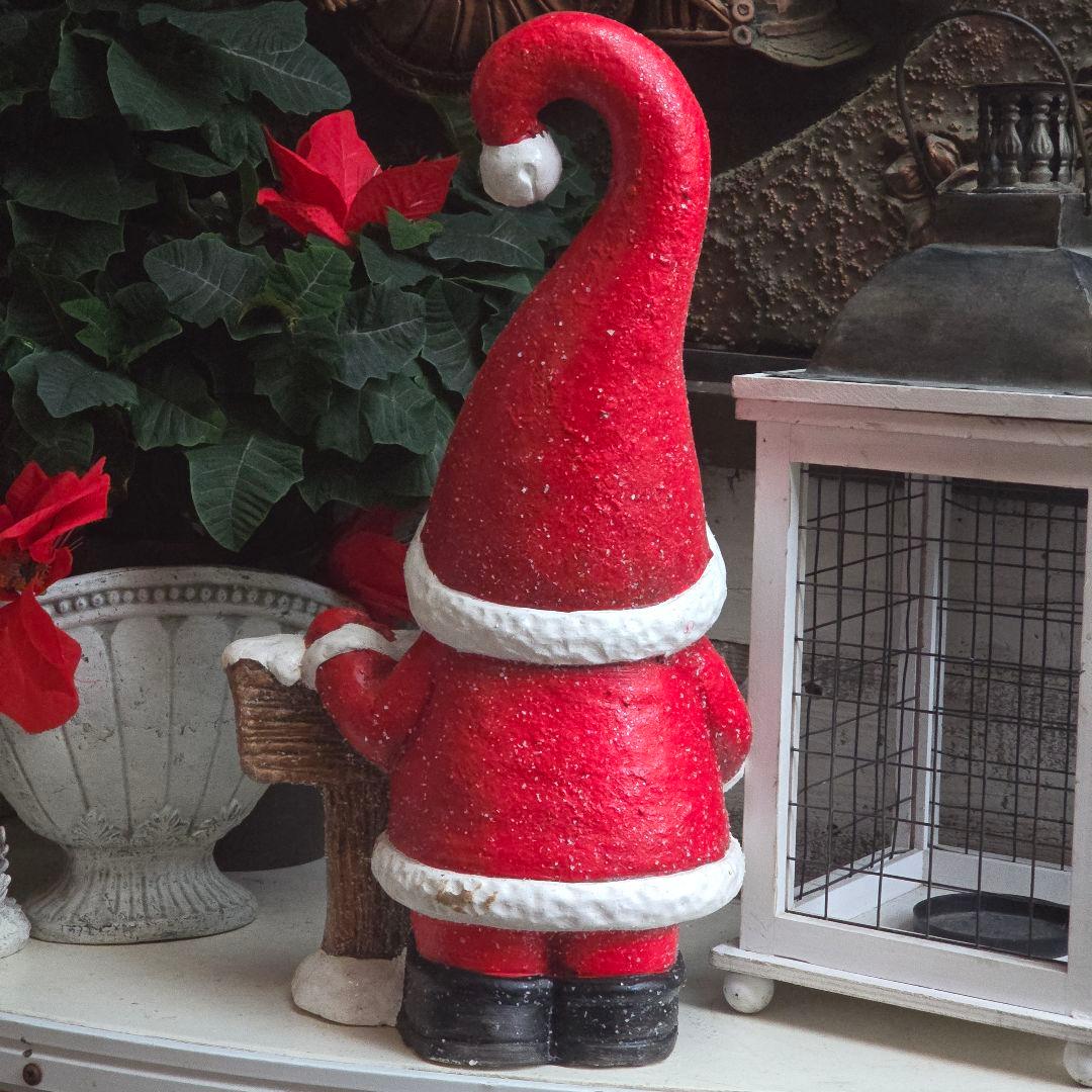 サンタさんよりオシャレな帽子を被った巨大3等身ノームさんのオブジェ・1点物໒꒱