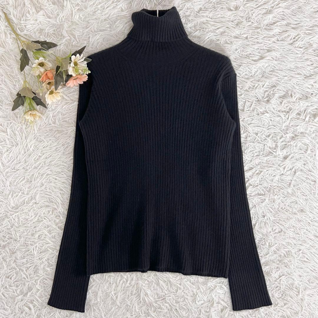 DRAWER ドゥロワー カシミヤ タートル リブ セーター ブラック 2