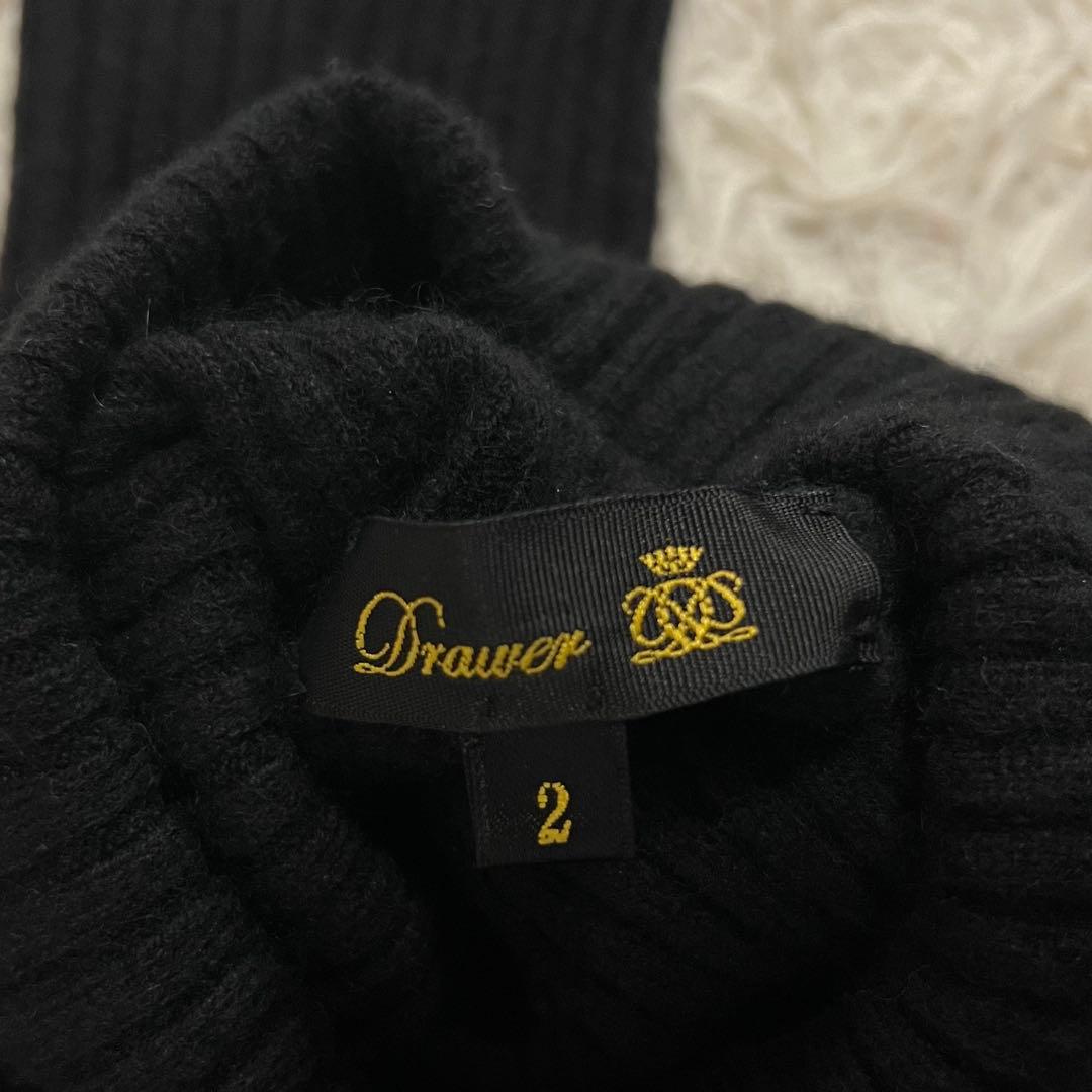 DRAWER ドゥロワー カシミヤ タートル リブ セーター ブラック 2