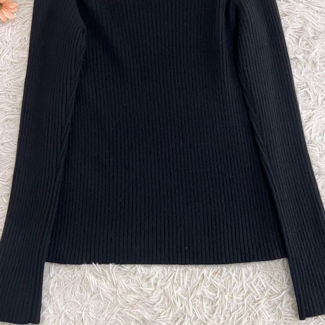 DRAWER ドゥロワー カシミヤ タートル リブ セーター ブラック 2