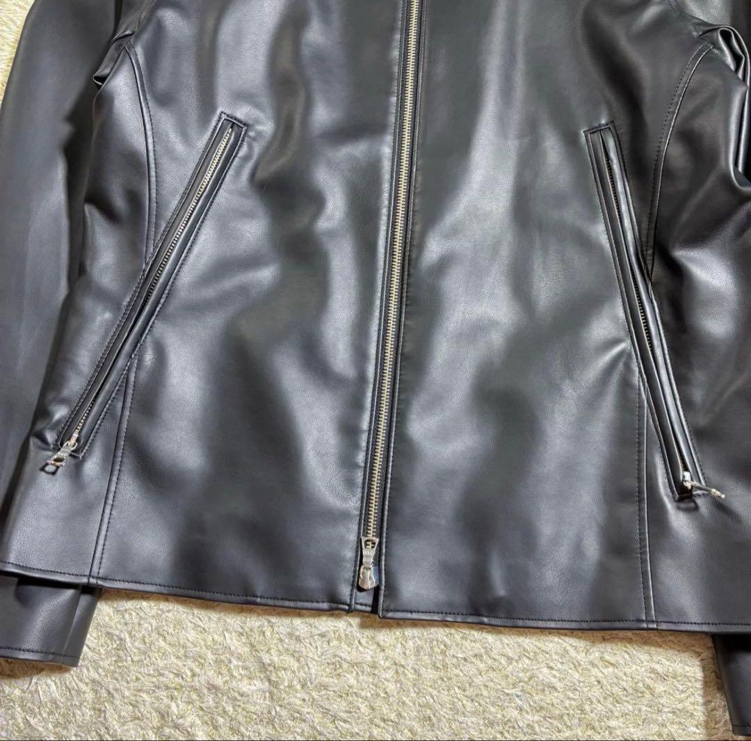 【人気 美品】ビームス　レザージャケット　黒　シングルライダー