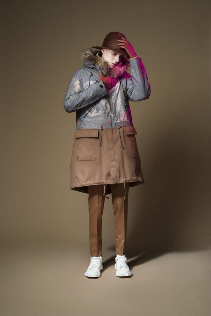 undercover転写プリントウール切替モッズコートウィリアムブレイク　2