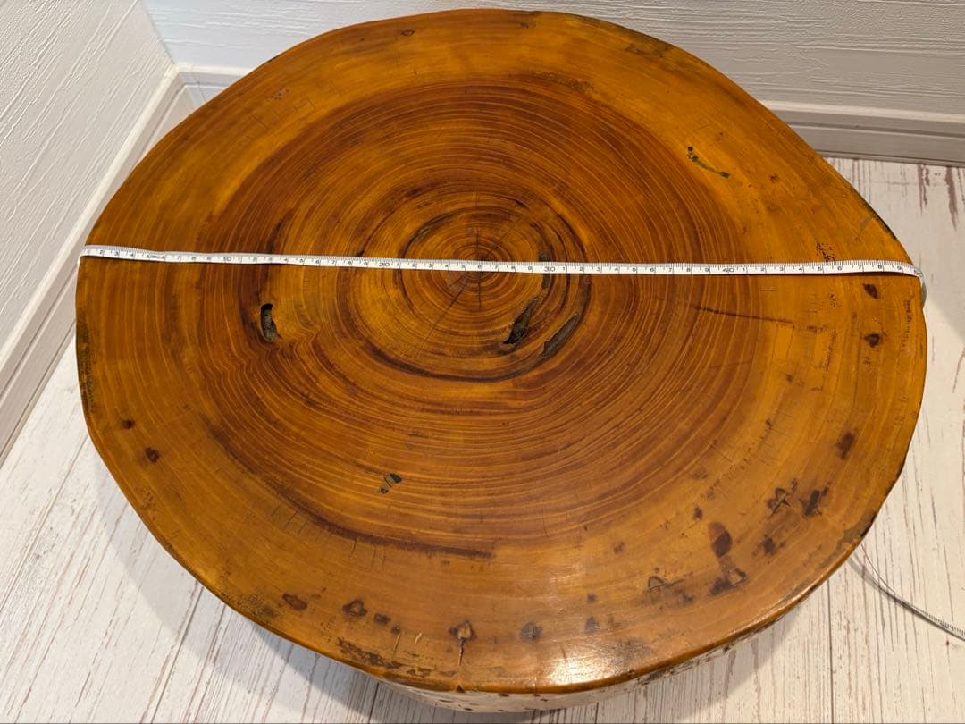 無垢板 一枚板 飾り台 テーブル 木製 昭和レトロ 丸太 輪切り 座卓