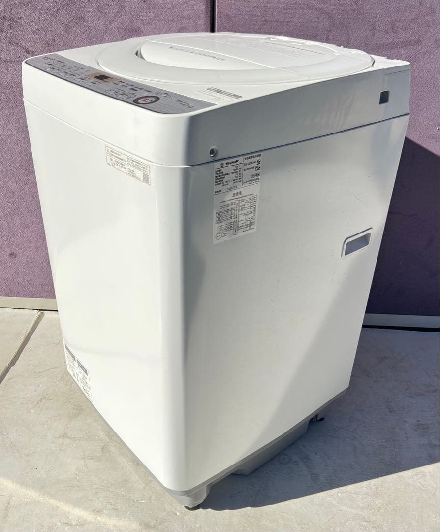 SHARP 7.0kg 縦型洗濯機 本体ES-GE7C-W 2019年