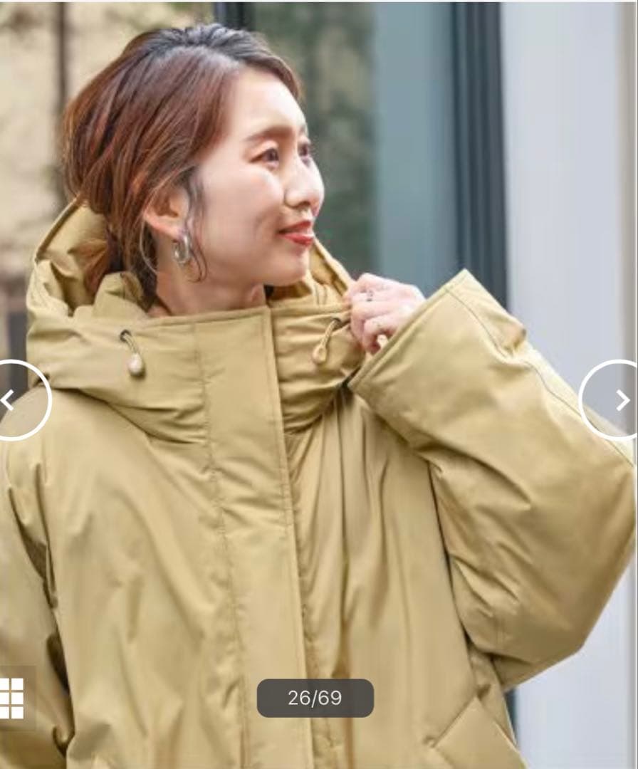 Spick & Span 撥水フーデッドダウンコート　38 ベージュ