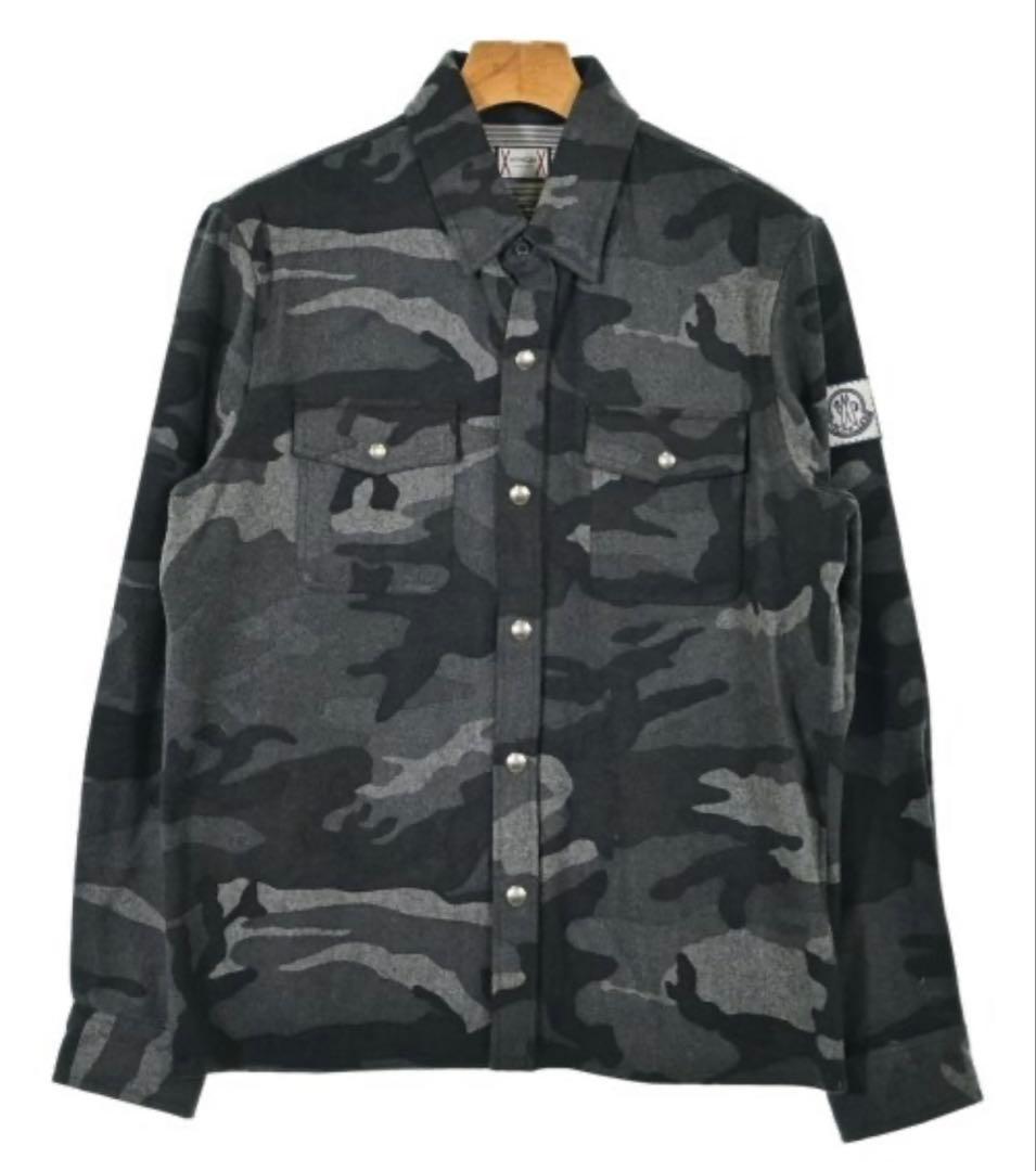 国内正規品 モンクレール ロゴ ウール シャツ　迷彩　トップス