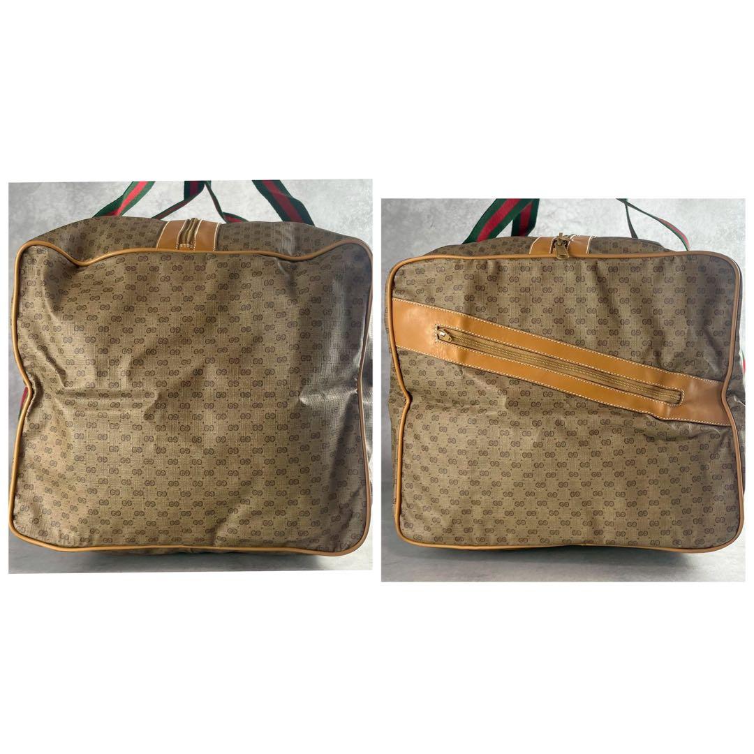 極美品/ポーチ付き グッチ ボストンバッグ シェリーライン マイクロGG レザー