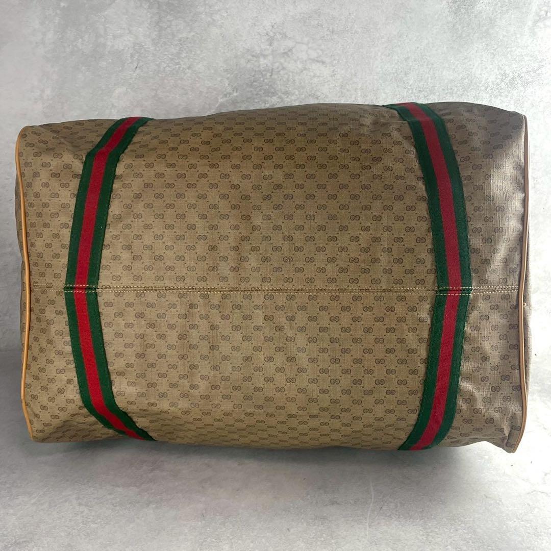 極美品/ポーチ付き グッチ ボストンバッグ シェリーライン マイクロGG レザー