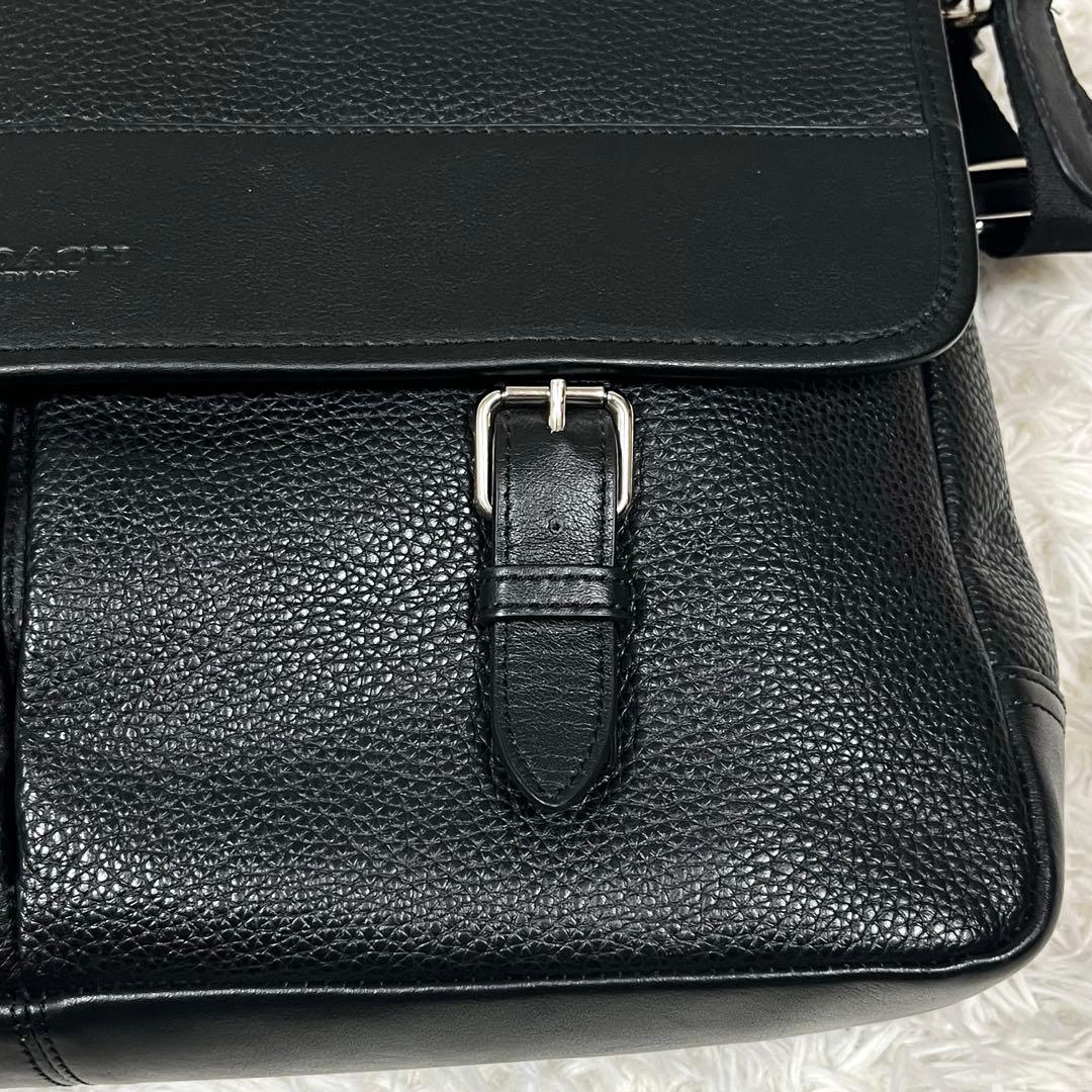 美品✨COACHヘンリーメッセンジャーバッグ ペブルドレザーブラックF54149