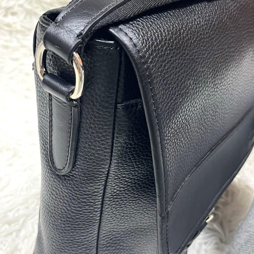 美品✨COACHヘンリーメッセンジャーバッグ ペブルドレザーブラックF54149