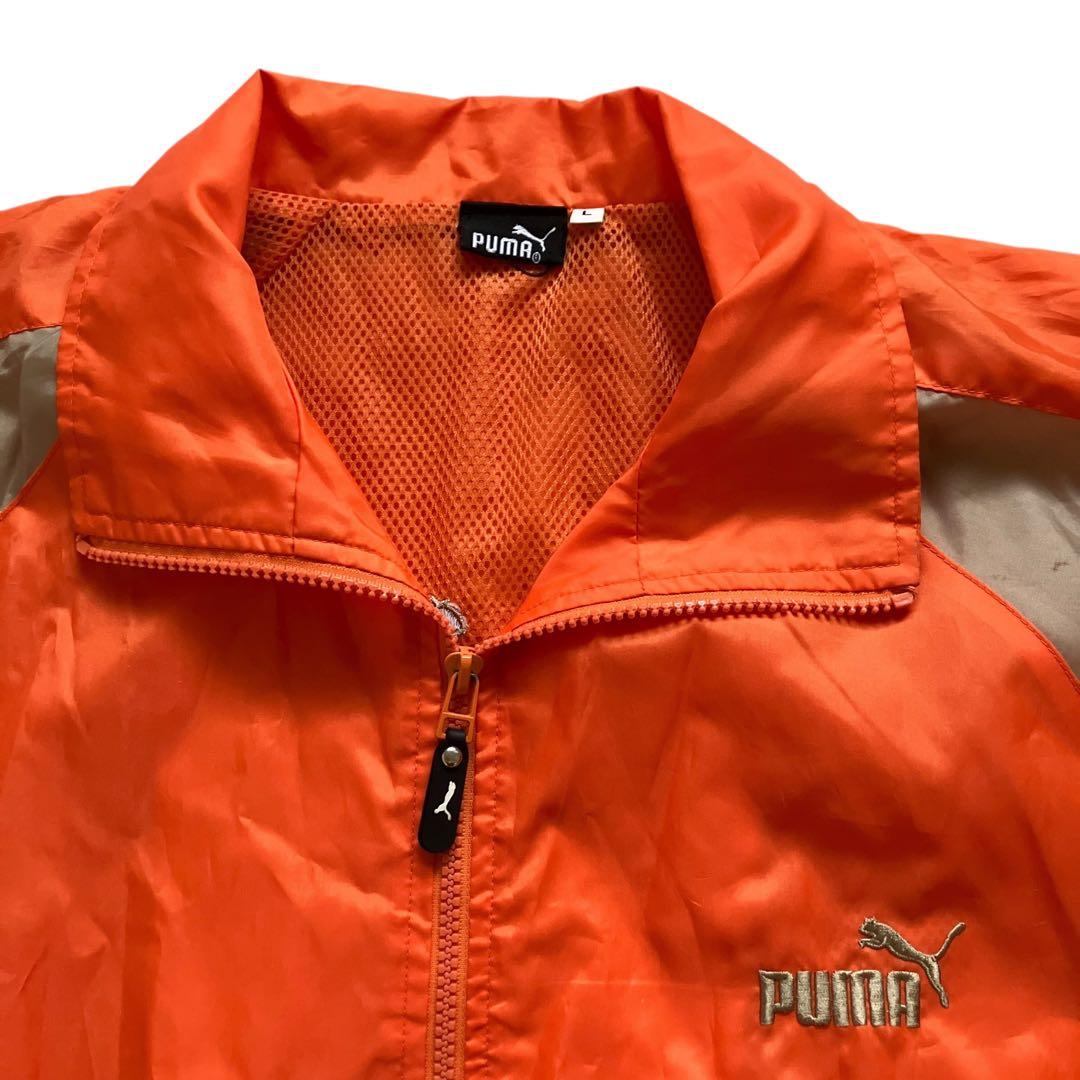 美品90s OLD PUMA オレンジナイロンセットアップ上下 B系HIPHOP
