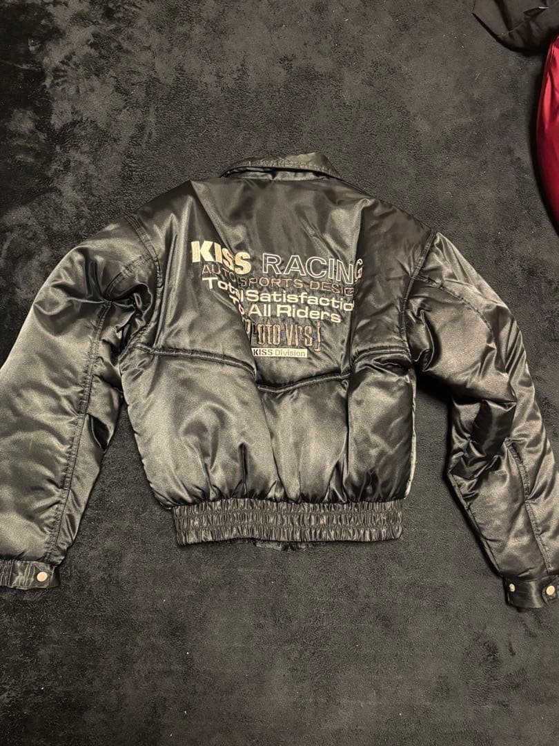 希少 90s KISS RACING バイクジャケット 黒 フルデコ 刺繍 短丈