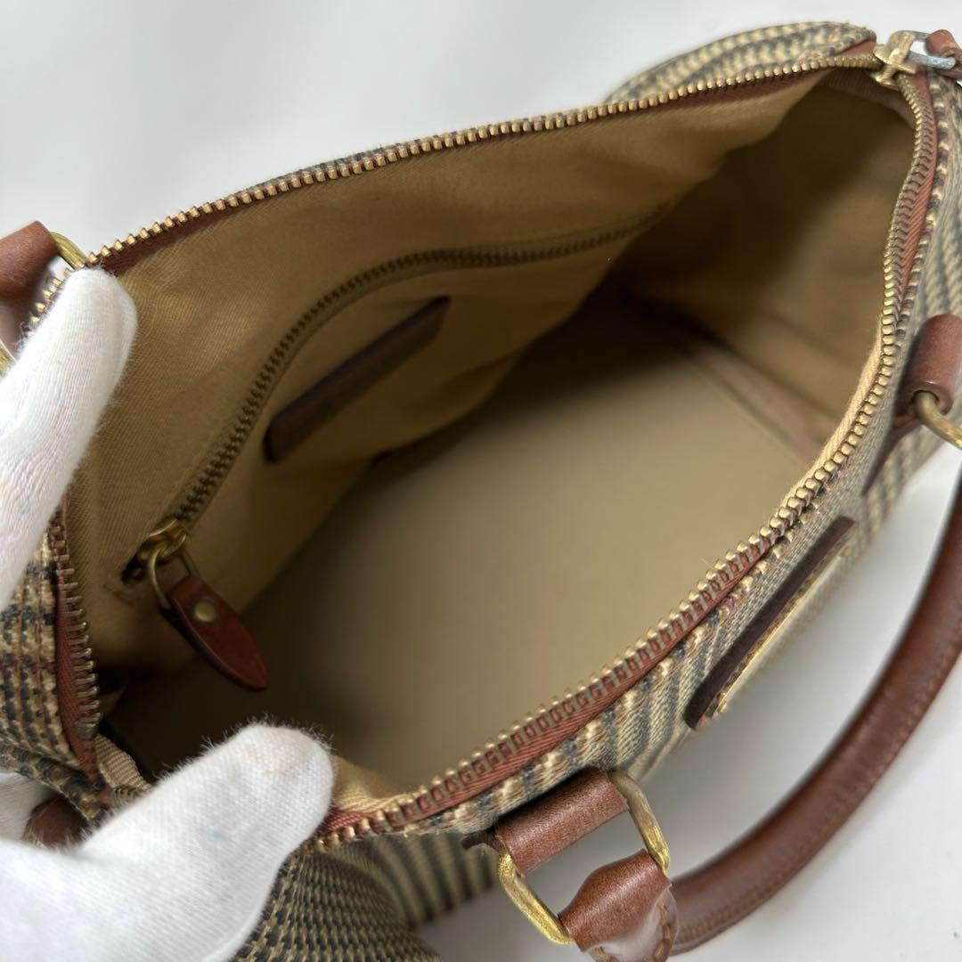 【美品】 ポロラルフローレン　ボストンバッグ　ハンドバッグ　千鳥柄　ブラシe45