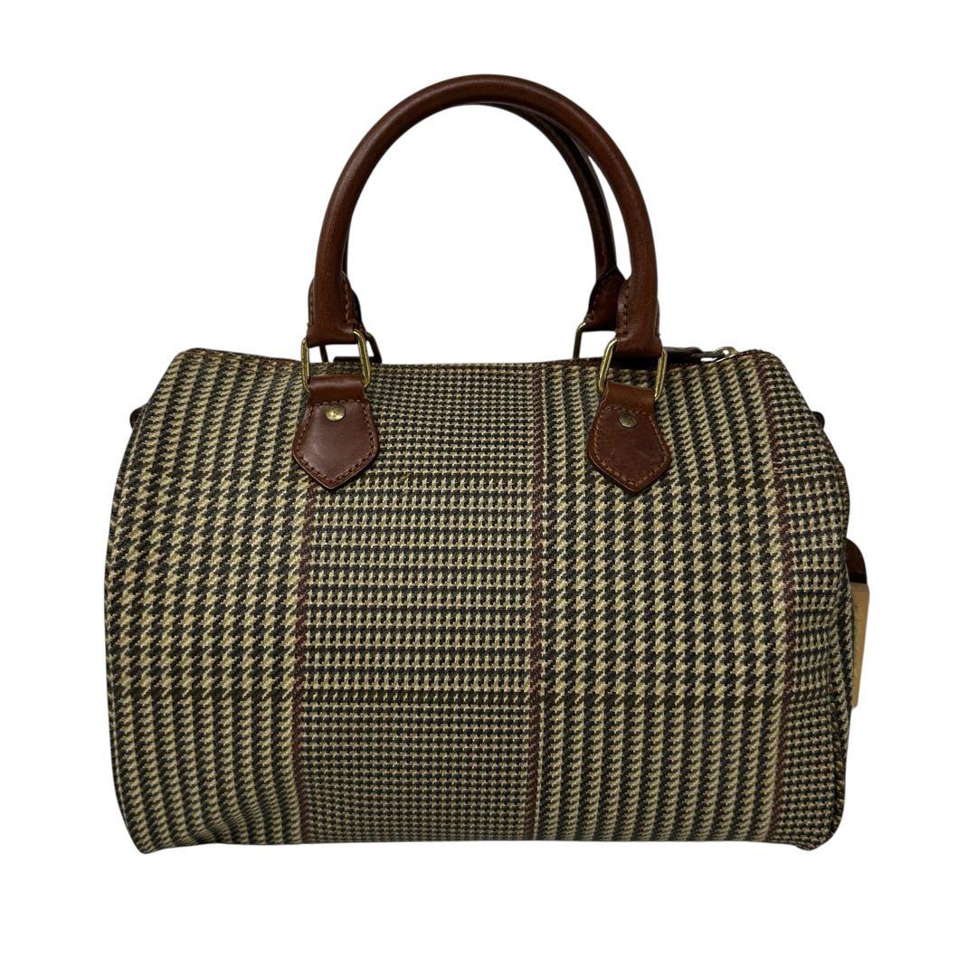 【美品】 ポロラルフローレン　ボストンバッグ　ハンドバッグ　千鳥柄　ブラシe45
