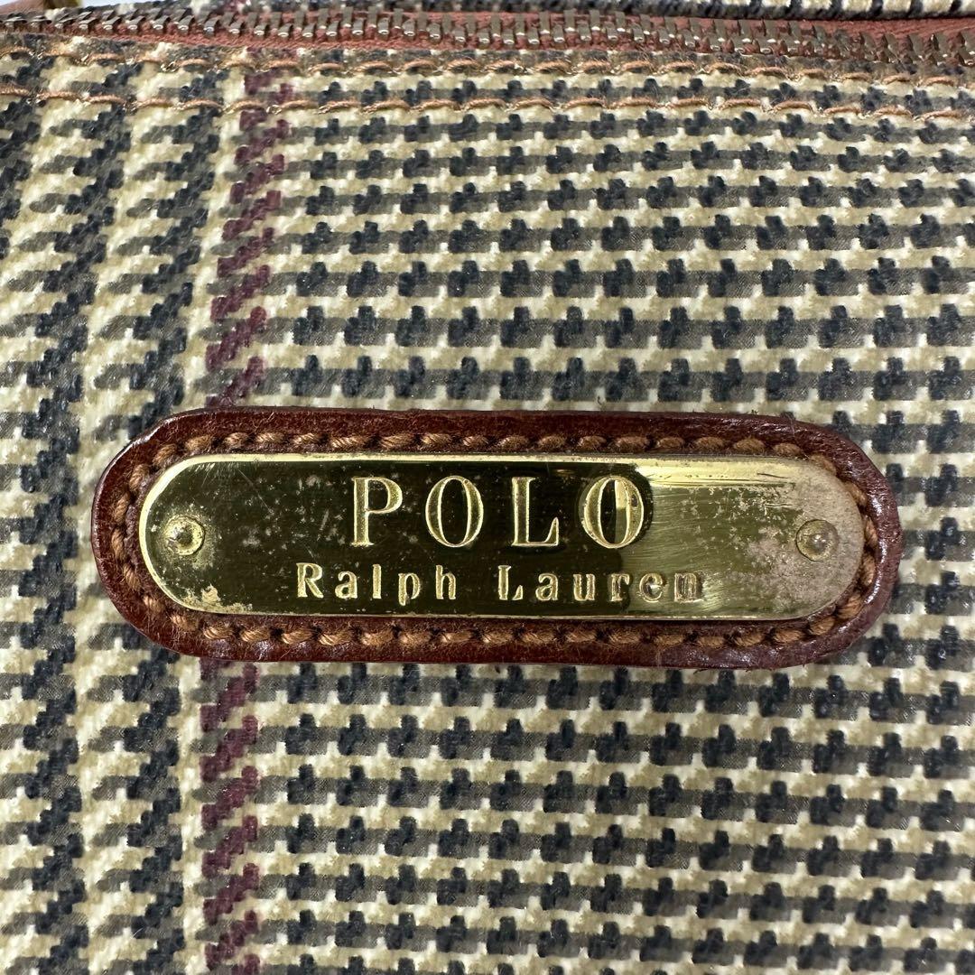 【美品】 ポロラルフローレン　ボストンバッグ　ハンドバッグ　千鳥柄　ブラシe45