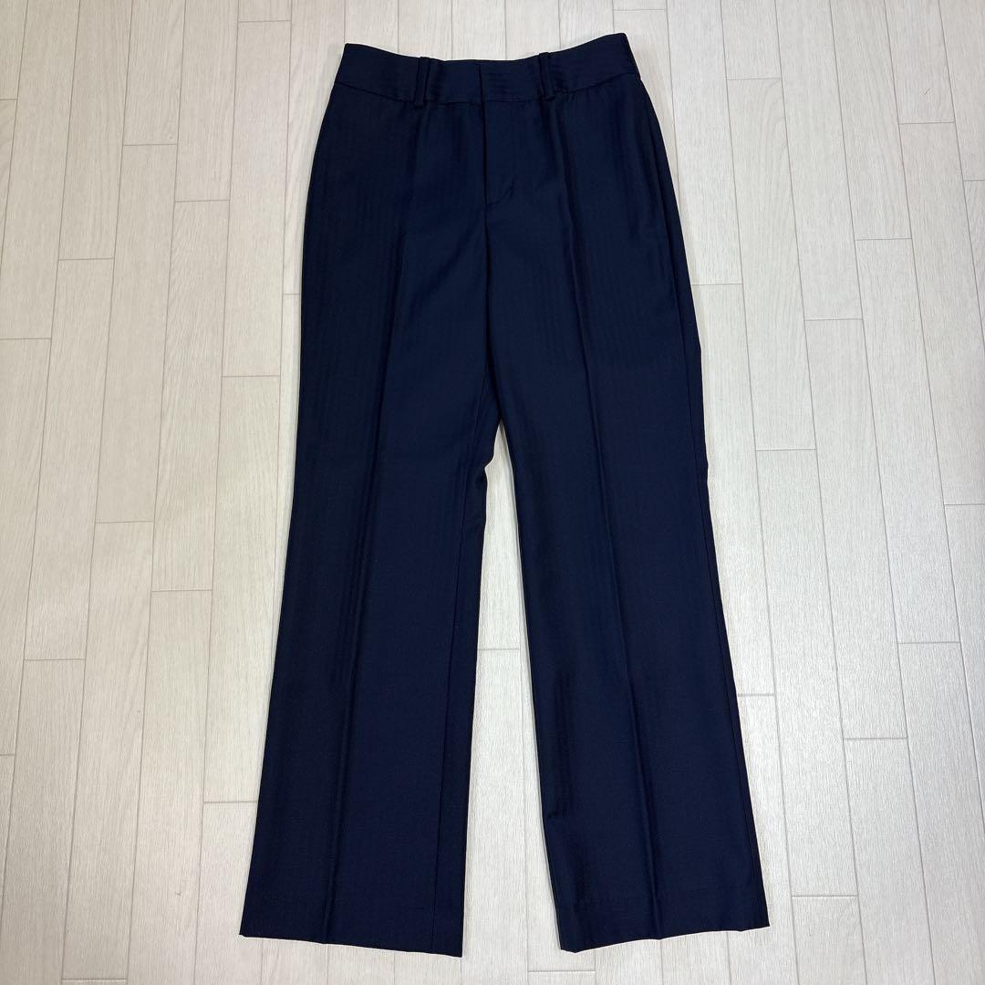 極美品 21AW アキコオガワ 高級 ウール ストライプ パンツスーツ 38