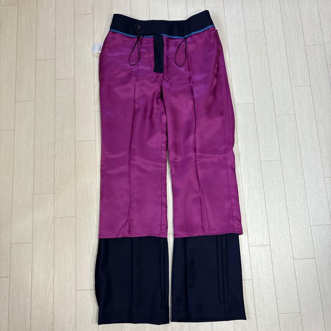 極美品 21AW アキコオガワ 高級 ウール ストライプ パンツスーツ 38