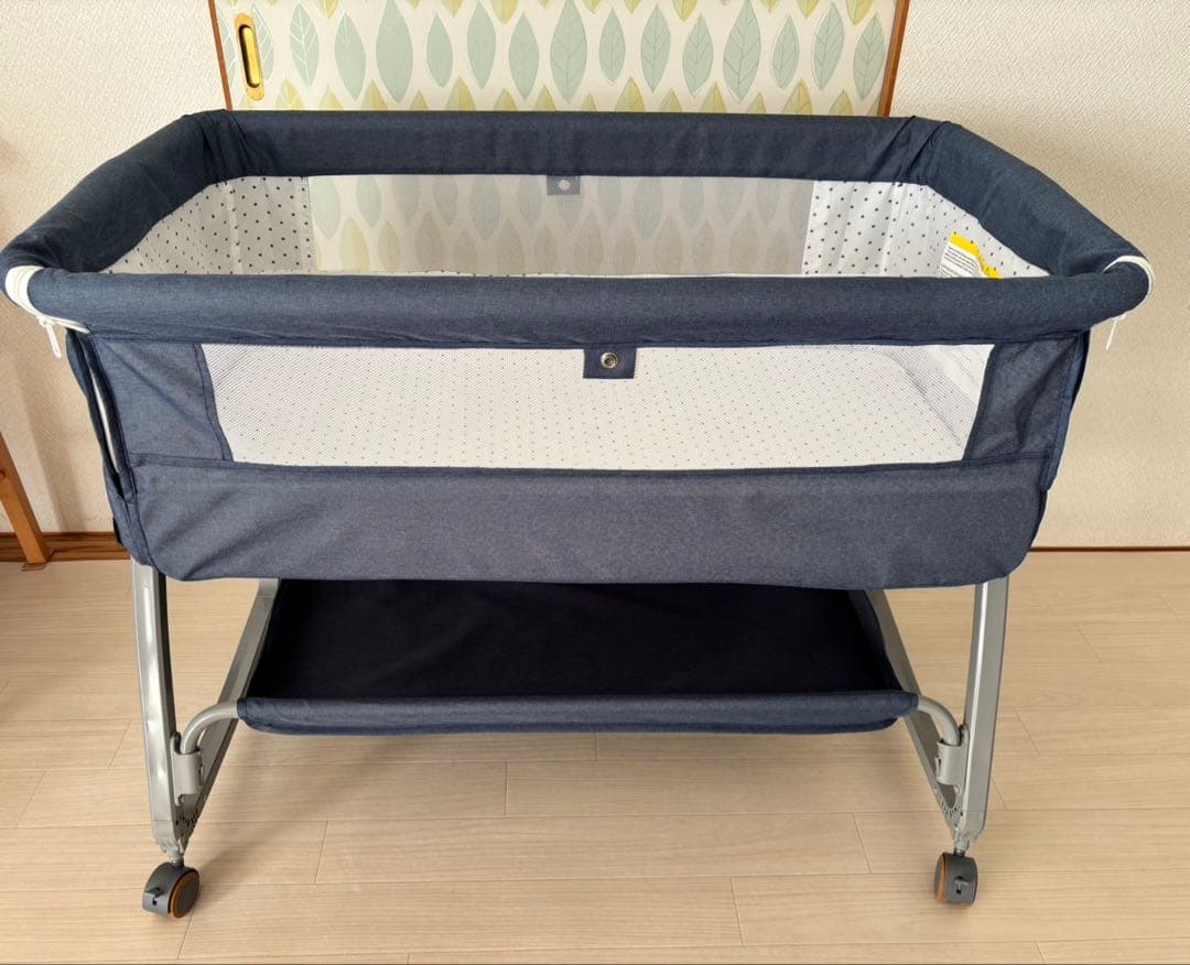折りたたみ式ベビーベッド ★ブルー★美品★