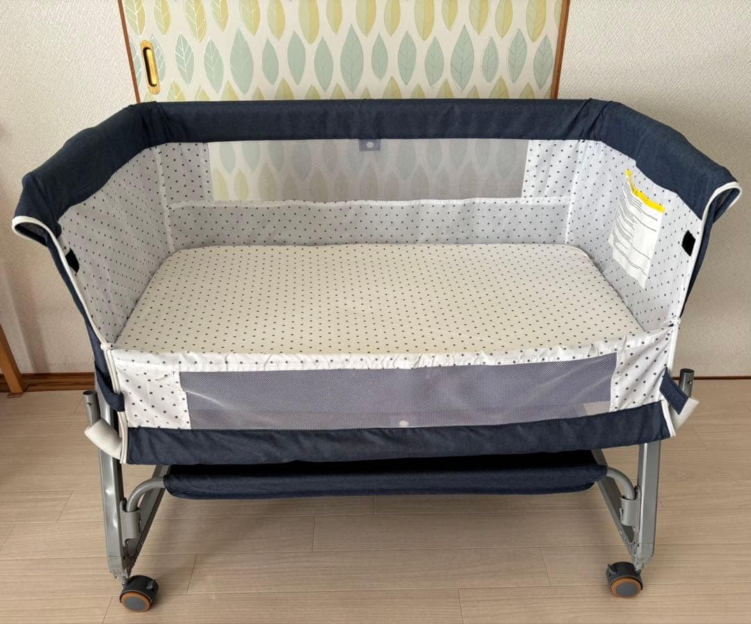 折りたたみ式ベビーベッド ★ブルー★美品★