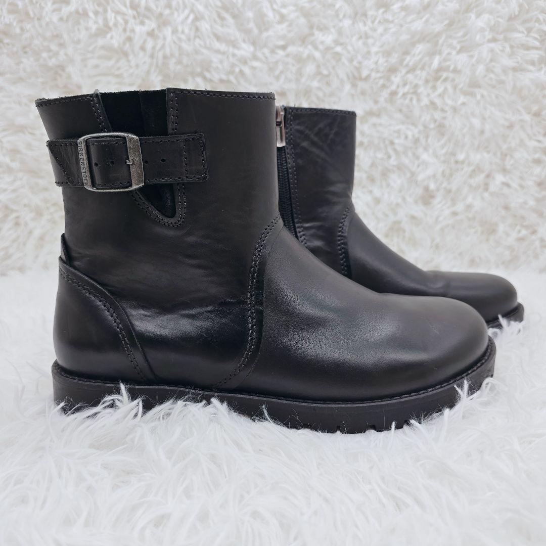 ✨美品✨ビルケンシュトック 本革 ベルト サイドジップ ブーツ 黒 24cm