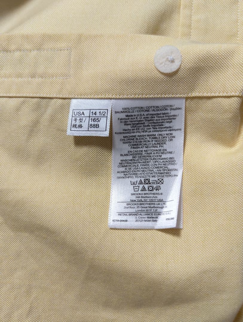 極美品　USA製　ブルックスブラザーズ　シャツ　イエロー　オックスフォード