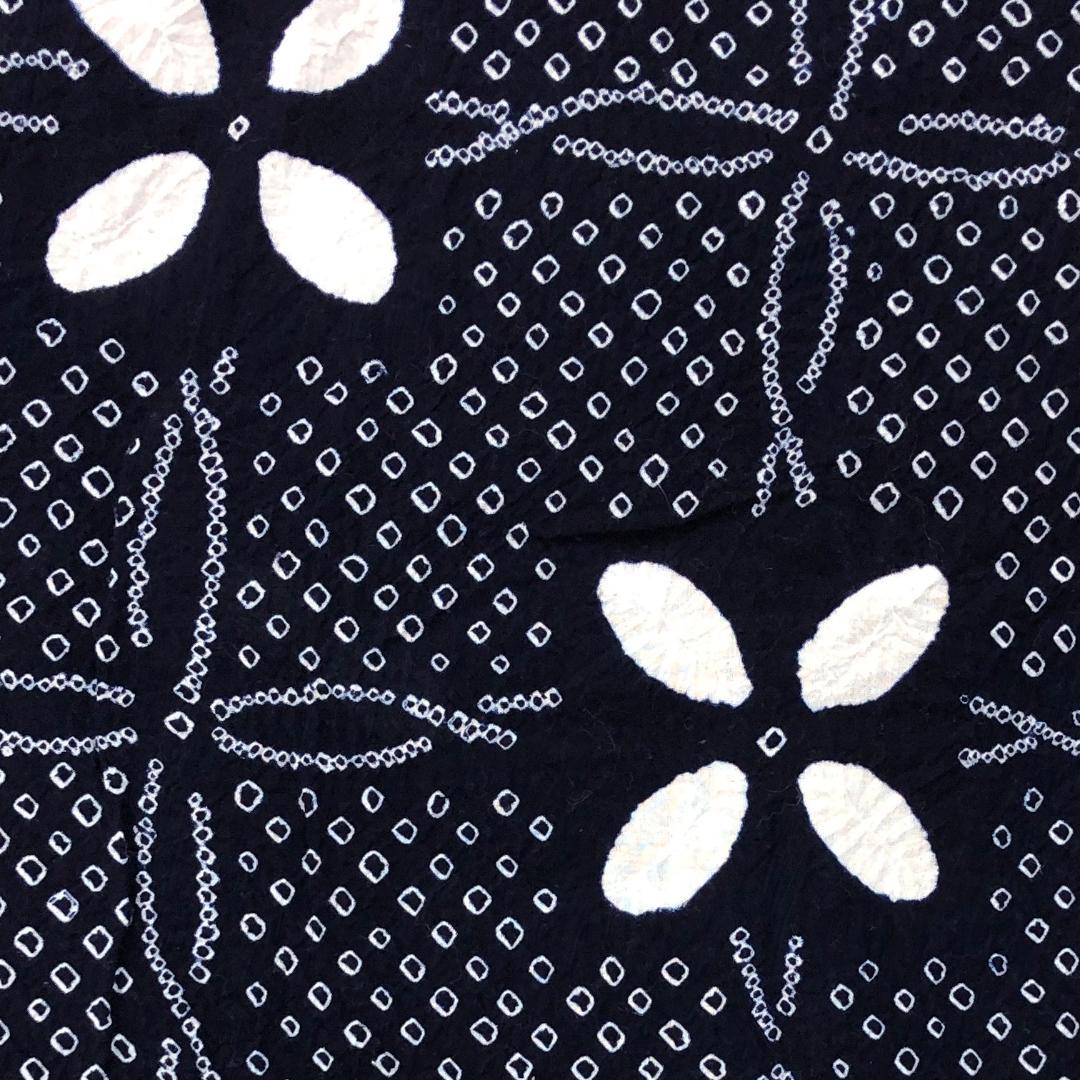 ☆ 夏着物 浴衣 有松鳴海本絞り 花模様 藍色 K-5077