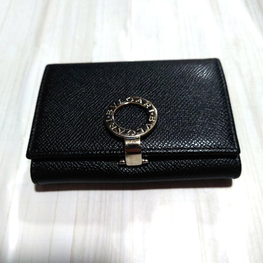 ブルガリ 名刺入れ カードケース ロゴクリップ レザー ブラック ビジネス