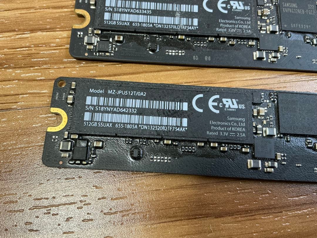 純正 Apple MZ-JPU512T/0A2 ★512GB SSD　2枚セット