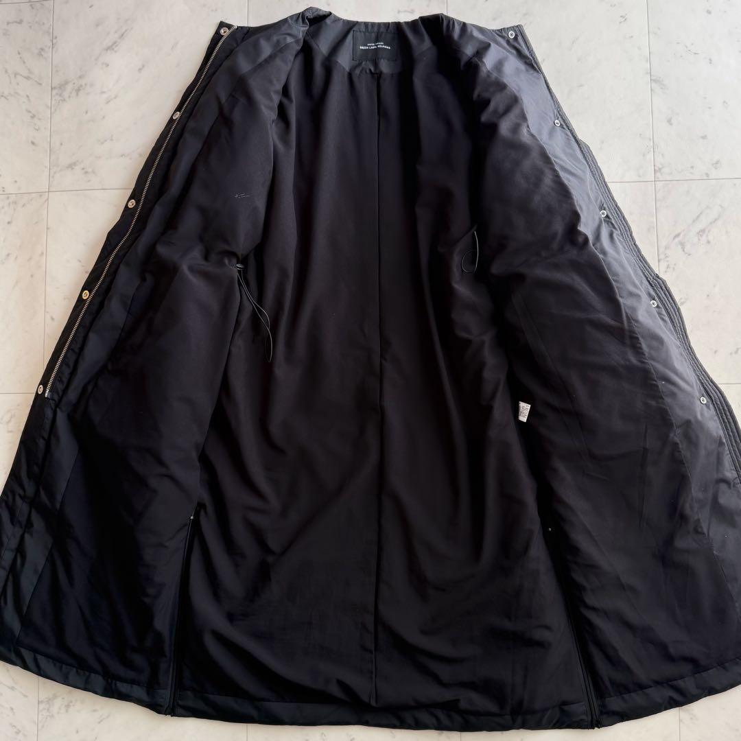 美品 グリーンレーベルリラクシング ノーカラー ダウンコート◆ブラック
