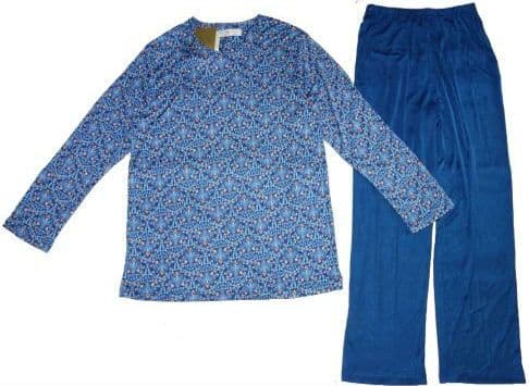 ◎新品 ワコール シルクパジャマ ニットジャージー L 花柄 ネイビー