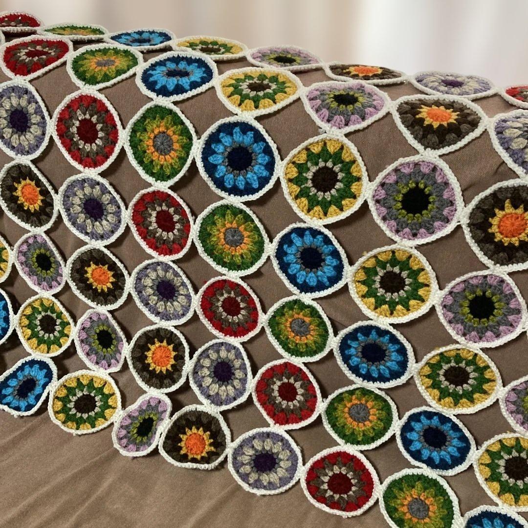 ハンドメイド♡♡カラフルな円形モチーフ編み手編み装飾