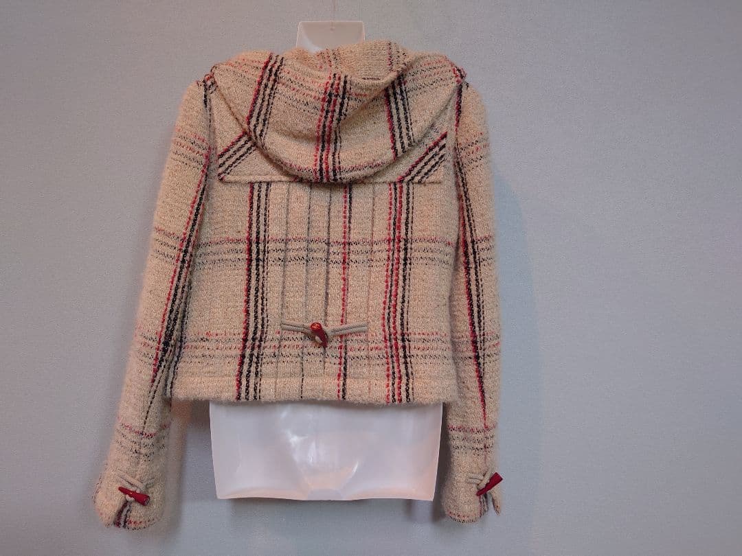 【CHANEL】チェック柄フード付きショートダッフルコート