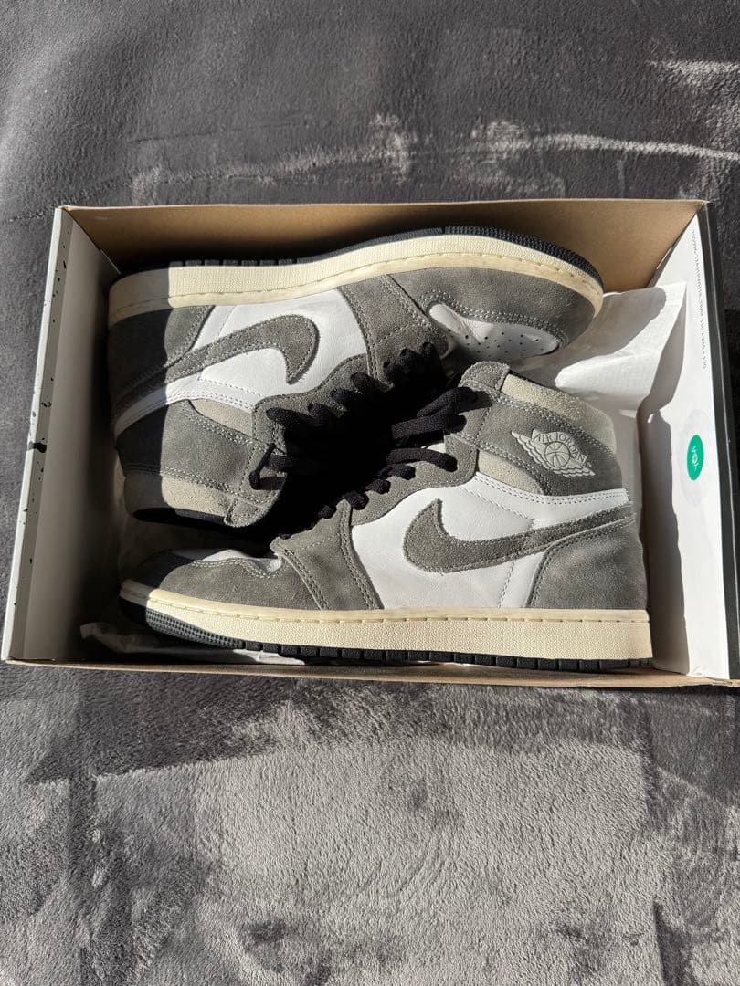 靴 Jordan1 Retro HighOG BlackandSmoke Grey