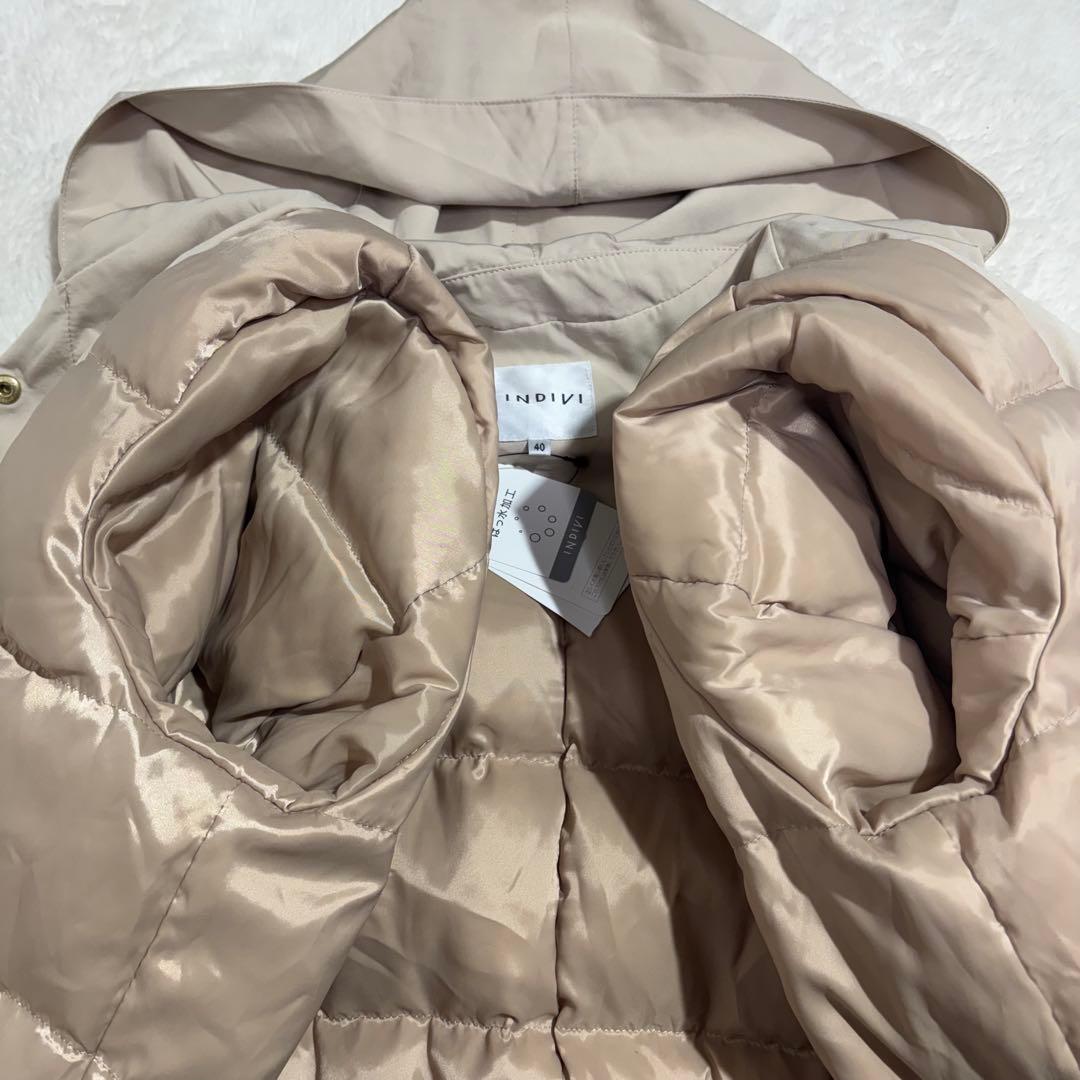 新品未使用　 インディヴィ　ダウンコート　ロング丈　ベルト付き　レディース