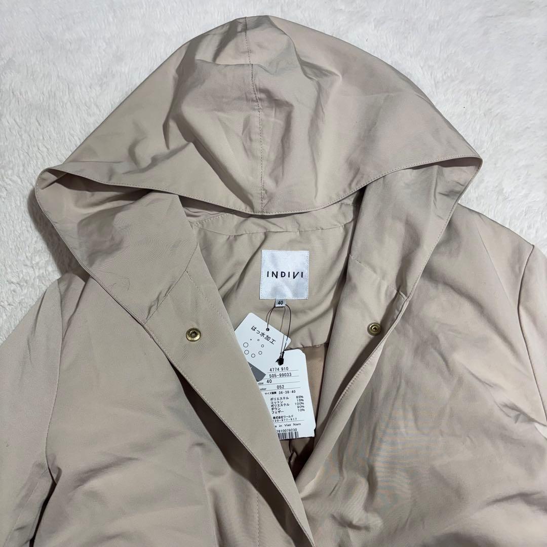 新品未使用　 インディヴィ　ダウンコート　ロング丈　ベルト付き　レディース