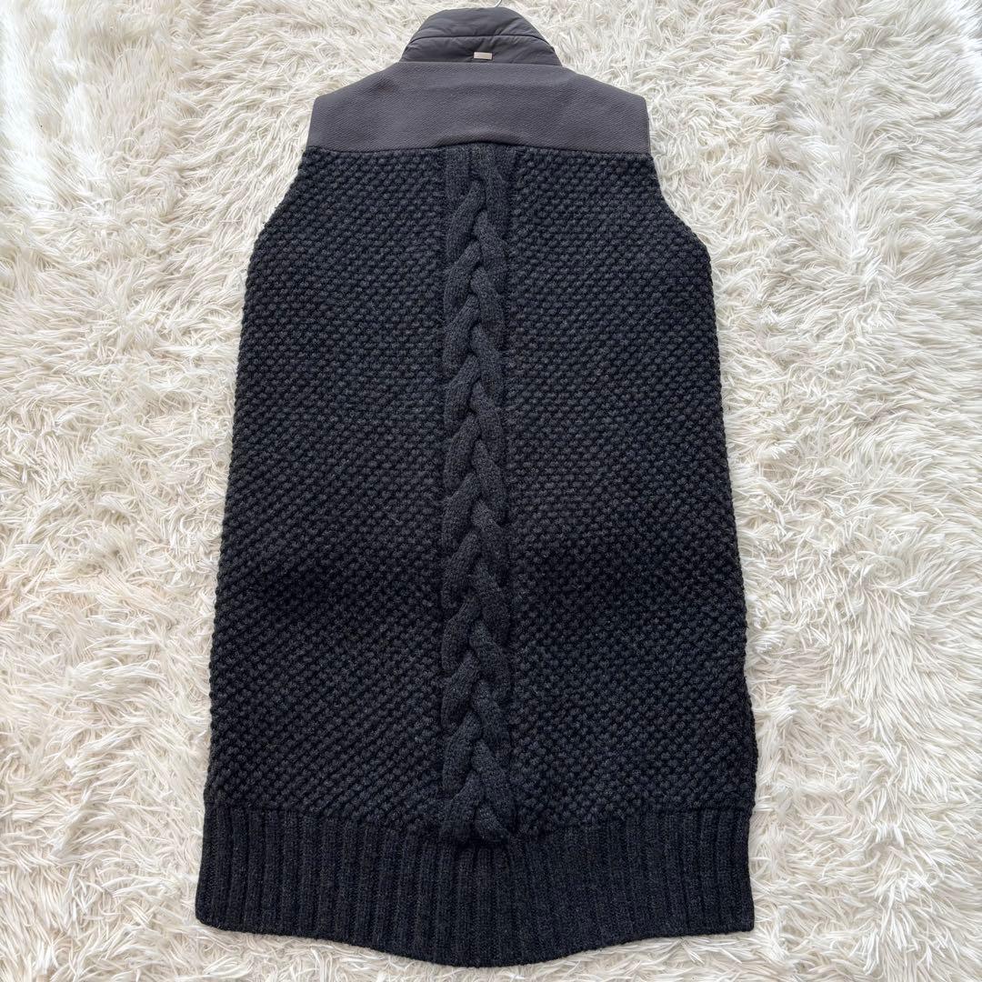 美品✨ ヘルノ ダウンベスト 異素材 ケーブル ダブルジップ ウールニット 中綿